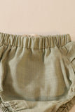 Green linen ruffle 2pc baby set