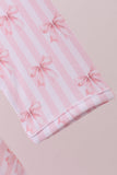 Premium blush bow stripe print ruffle bamboo dress