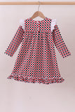 Checkered Georgia dog applique ruffle dress