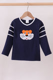 Premium Navy Auburn tiger applique top