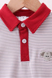 Premium Gray Alabama stripe elephant embroidery dress