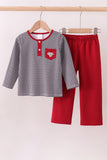 Premium Maroon Alabama elephant embroidery gingham pants set