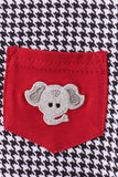 Premium Maroon Alabama elephant embroidery gingham pants set