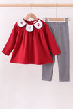 Premium Maroon Alabama elephant football embroidery gingham pants set