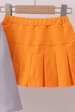 Premium Orange Tennessee stripe football embroidery skorts set