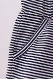 Premium Navy&white stripe drawstring shorts
