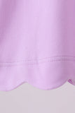 Purple flutter sleeve scalloped top