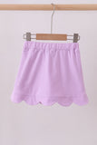 Purple scallop hem bow skort