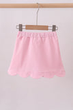 Pink scallop hem bow skort