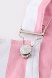 Pink stripe denim strap overall dress