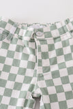 Green checkered denim jeans