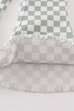 Green checkered denim jeans