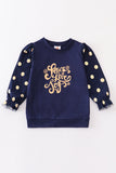 Premium Navy love joy dot girl top
