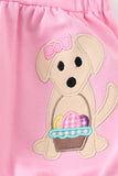Premium Pink dog applique girl romper