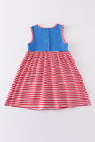 Premium Blue patriotic flag applique dress