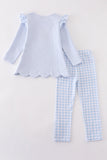 Premium Blue turkey embroidery stripe girl set