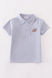 Premium Grey stripe football embroidery stripe boy shirt