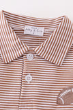 Premium Khaki stripe football embroidery stripe boy shirt