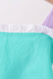 Green ribbon ruffle bow bubble