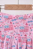 Pink flag star print skorts