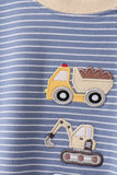 Blue stripe truck embroidery shorts set