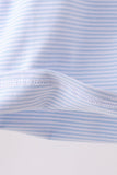 Blue stripe apple embroidery shirt