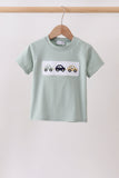 Green vehicle embroidery top