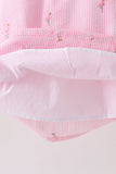 Pink stripe seersucker flamingo dress