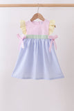 Pink&blue seersucker ruffle dress
