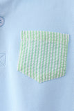 Blue pocket button down shirt