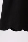 Black flutter sleeve scalloped top