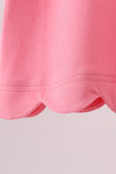 Deep pink flutter sleeve scalloped top