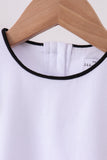 Snow white flutter sleeve scalloped top