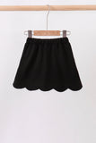 Black scallop hem bow skort