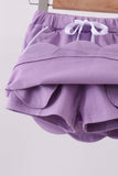 Dark purple scallop hem bow skort