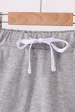 Grey scallop hem bow skort