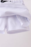 Snow white scallop hem bow skort