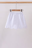 Snow white scallop hem bow skort