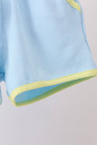 Blue Vehicle Embroidered Set