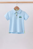 Blue Tractor Embroidered Polo