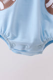 Blue football applique everyone has fun bubble