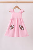 Pink football applique everyone has fun dress