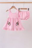 Pink football applique everyone has fun bloomer set