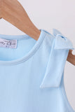 Blue Scalloped Bow Dress