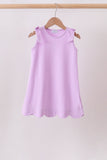 Purple Scalloped Bow Dress