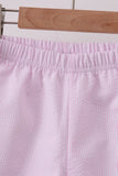 Pink Seersucker Stripe Scalloped Shorts Set