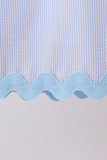 Blue Seersucker Stripe Scalloped Dress