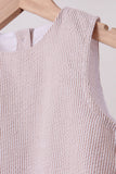 Khaki Seersucker Stripe Scalloped Dress