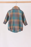 Teal Plaid Button Down Bubble