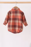 Rust Plaid Button Down Bubble